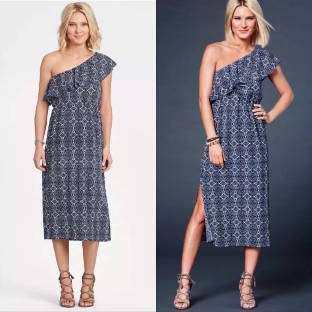 ALLISON JOY ONE SHOULDER MIDI DRESS